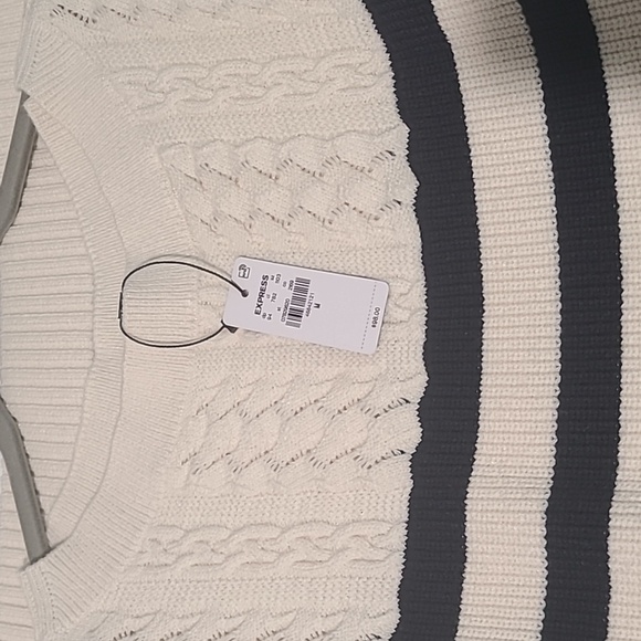 Express Navy and Cream Striped Sweater Dress - Picture 3 of 5